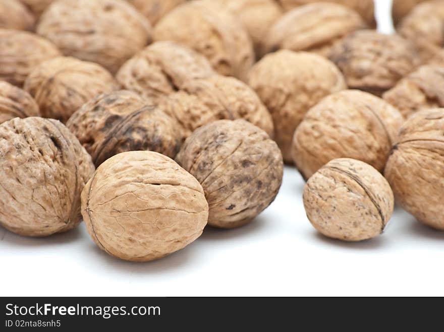 Walnuts in closeup