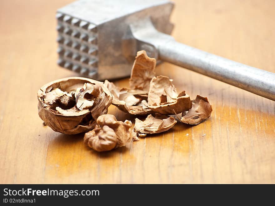 Walnuts  on a wood background.