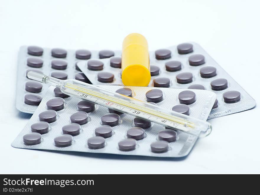 Pills isolated on a white background.