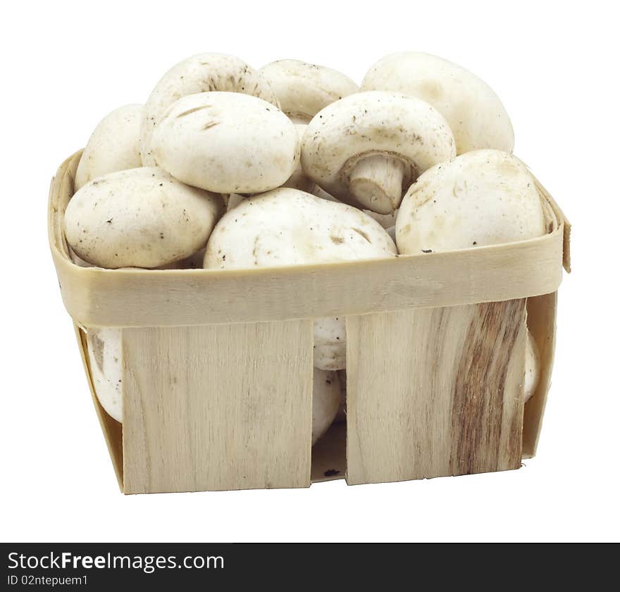 Mushrooms In A Wooden Box