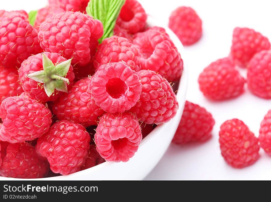 Crockery With  Beautiful Tempting Raspberries.