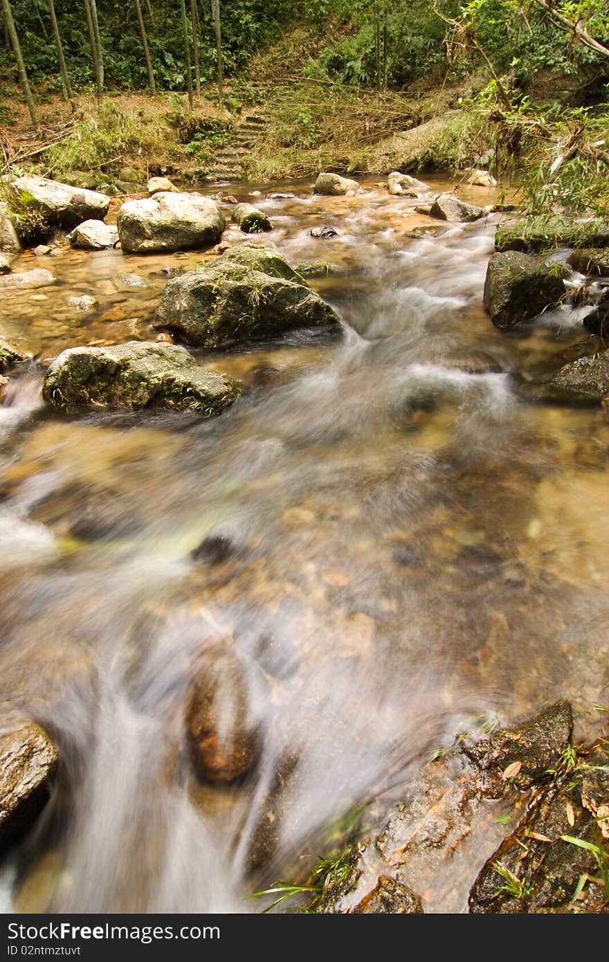 Waterfall with rock Scour in the Forest. Waterfall with rock Scour in the Forest