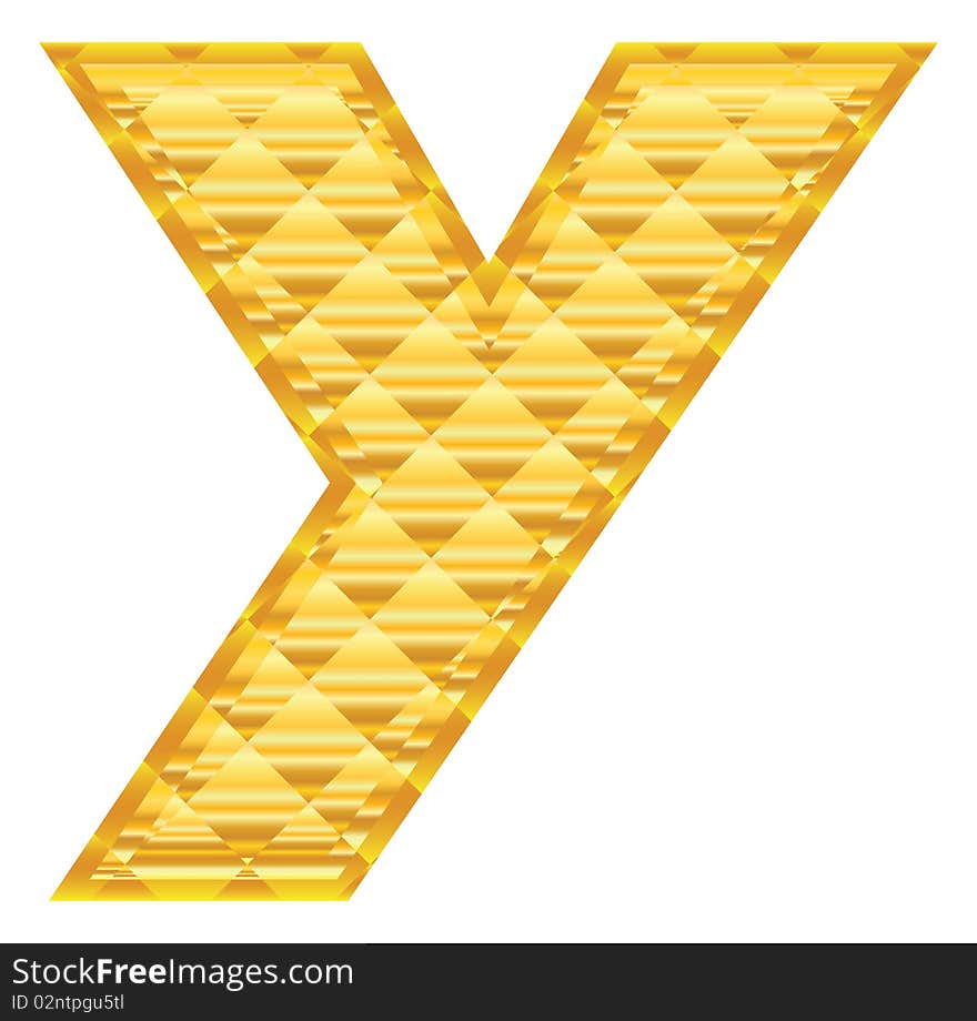 The alphabet letter Y is executed in the form of a gold frame