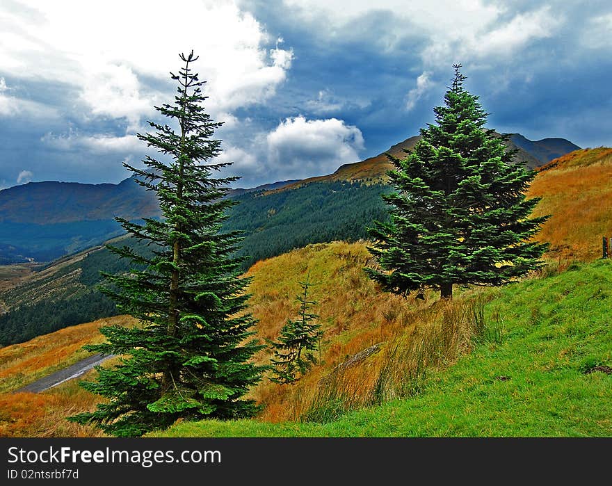 Picturesque Scottish mountain landscape near Loch Long. Picturesque Scottish mountain landscape near Loch Long