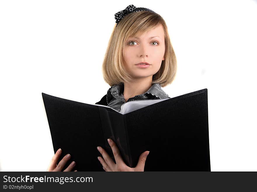 Portrait Of Business Girl With Papers