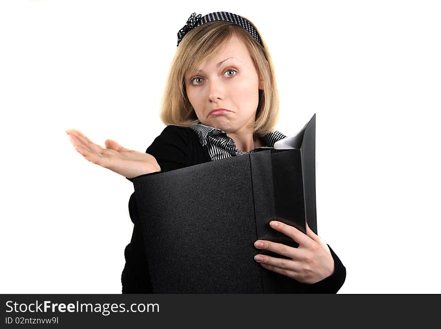 Portrait of business girl with papers