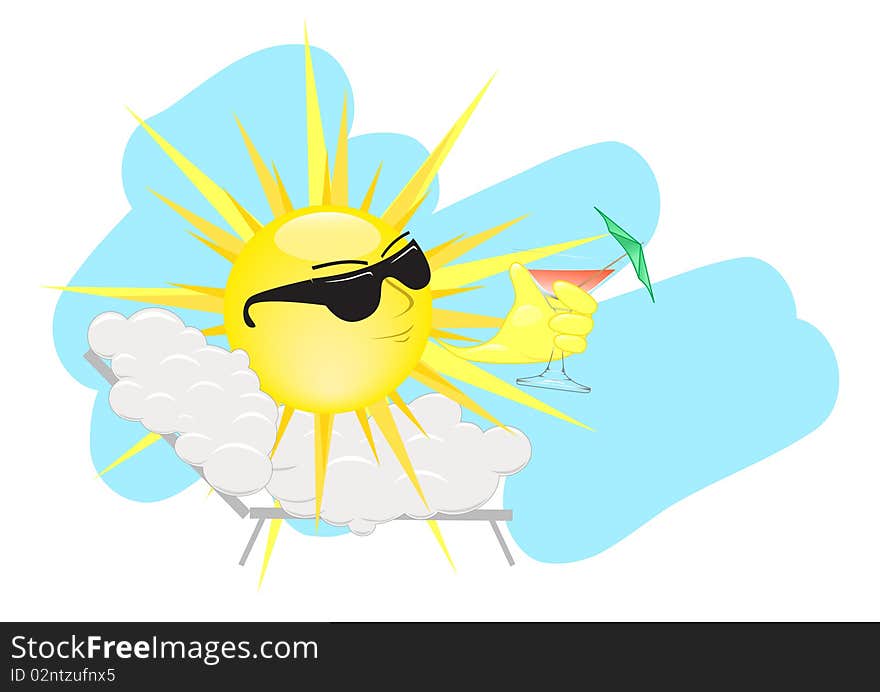 Vector image of the sun having a rest at some beach