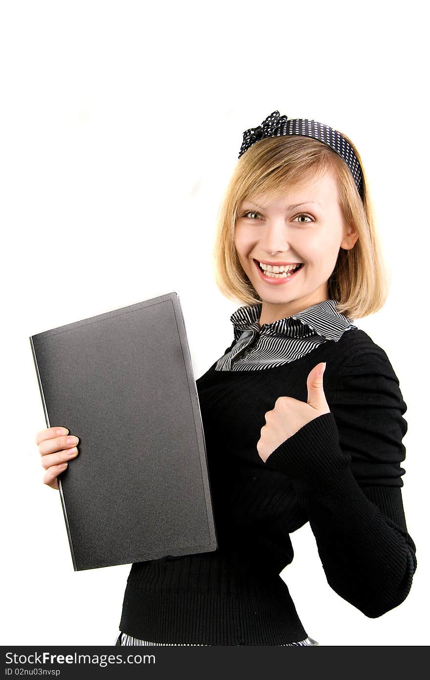 Portrait of business girl with papers