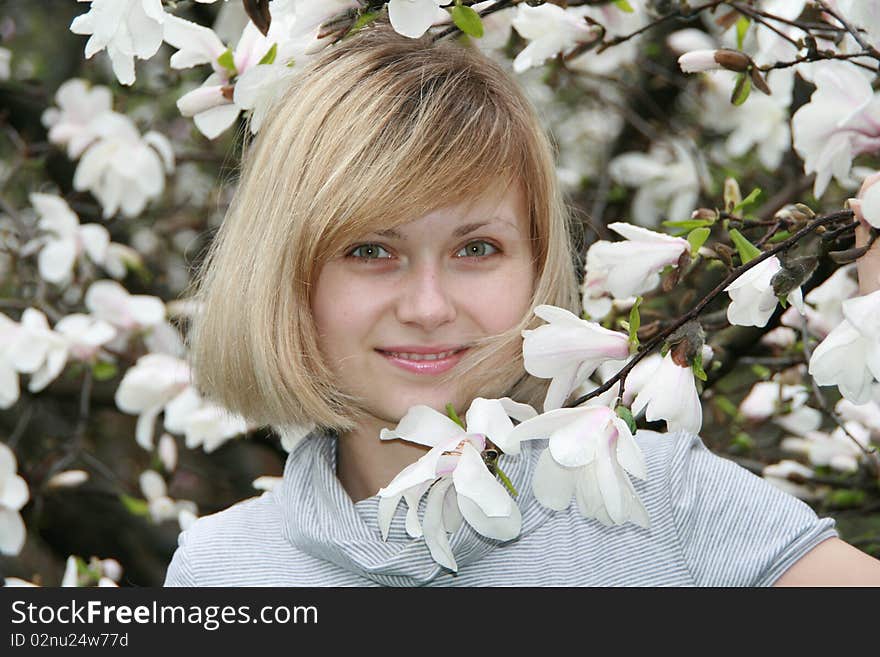 Pretty blonde smiling