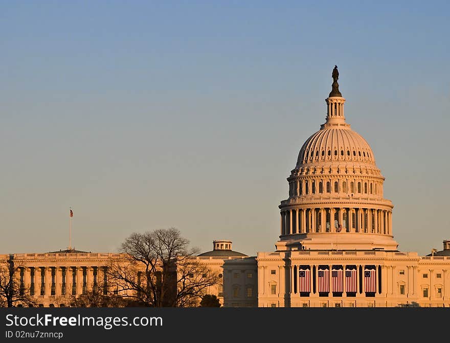 Capitol building Sunset - lots of copy space. Capitol building Sunset - lots of copy space