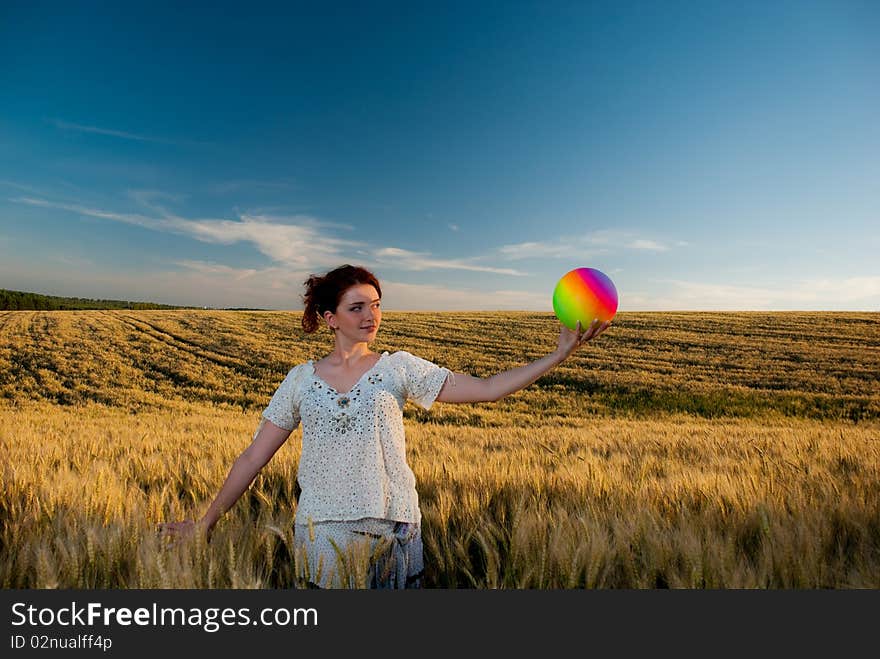 Young Woman At Wheat