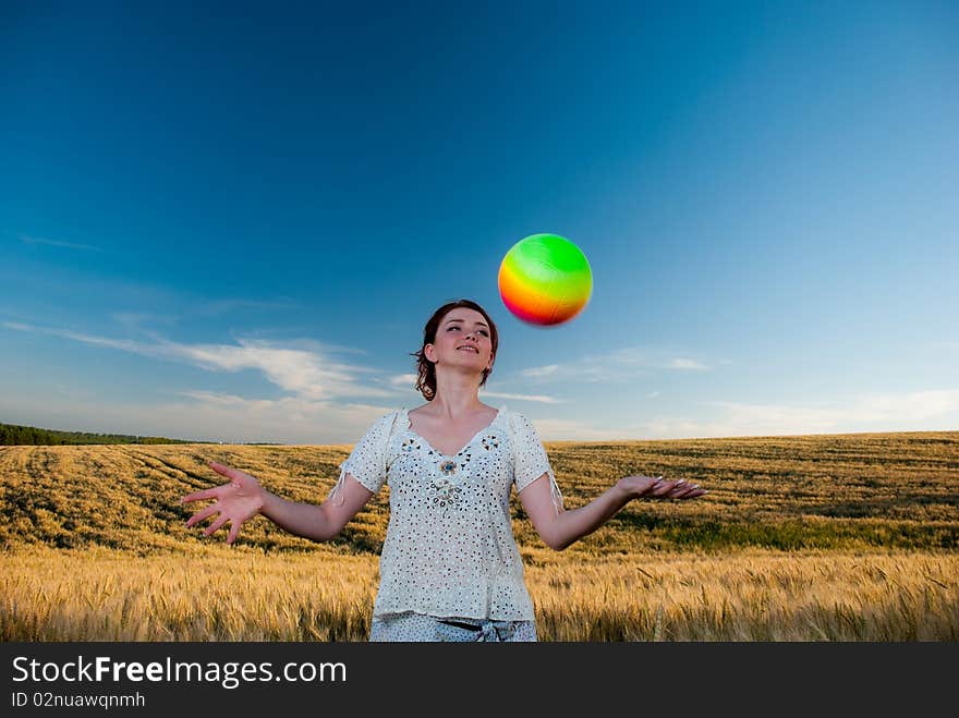 Young woman playing ball