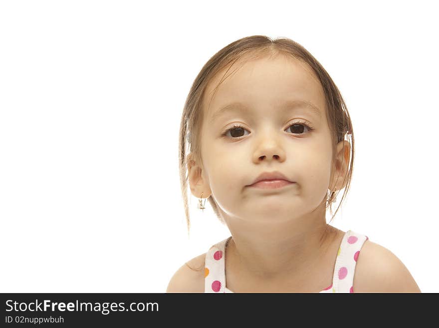 Isolated beauty little girl posed