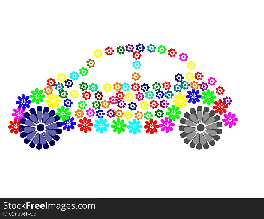 Illustration of car pattern made up of flower shapes on the white background. Illustration of car pattern made up of flower shapes on the white background