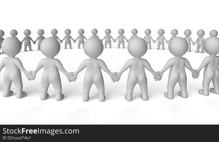 Large group of people standing and holding hands. Large group of people standing and holding hands