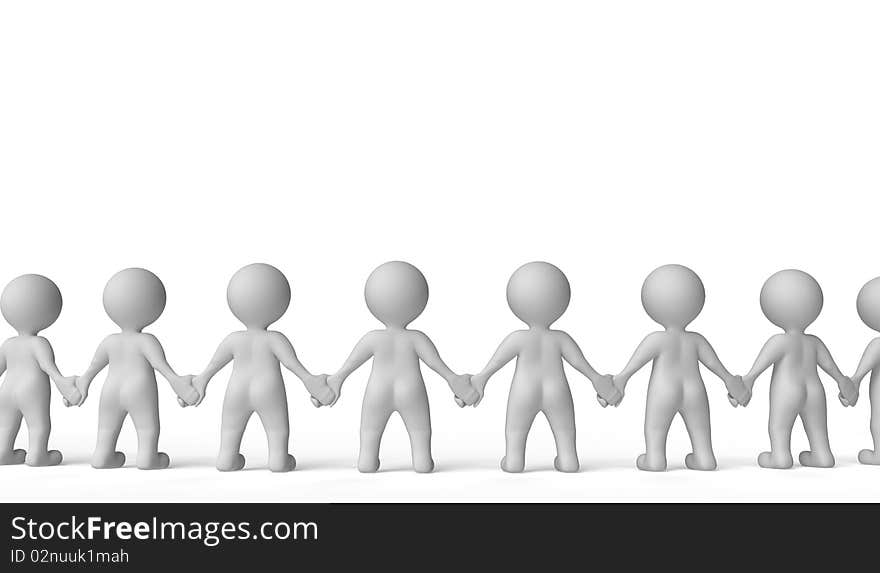 Large group of people standing and holding hands. Large group of people standing and holding hands