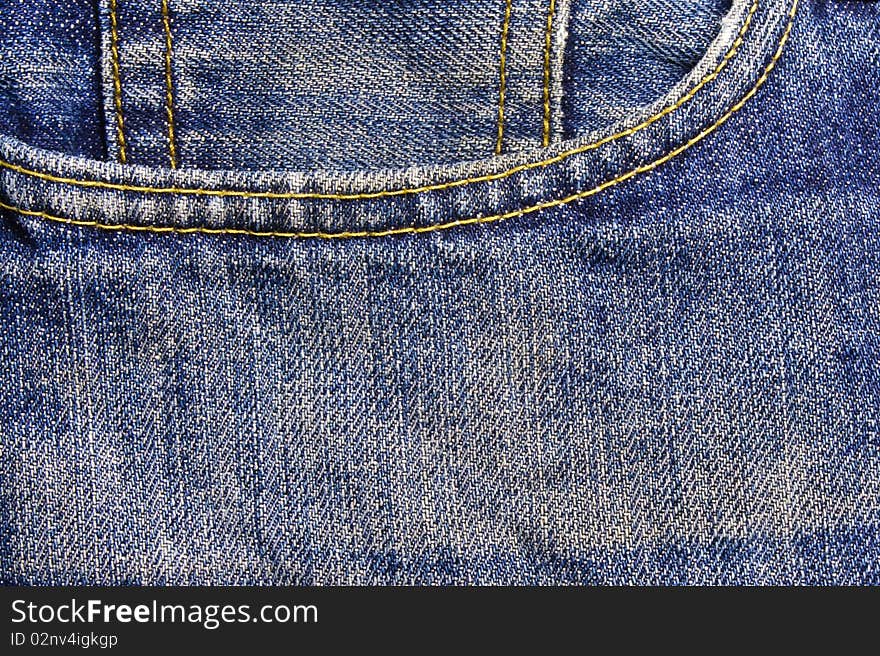 Right pocket of jeans pants texture.