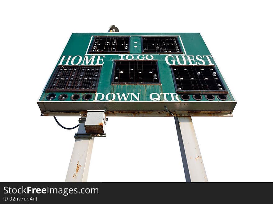 High School Scoreboard Isolated on a White Background. High School Scoreboard Isolated on a White Background.