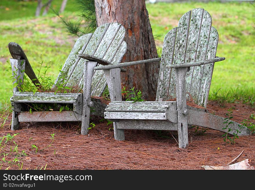 Welcoming old chair represent two friends or marriage.