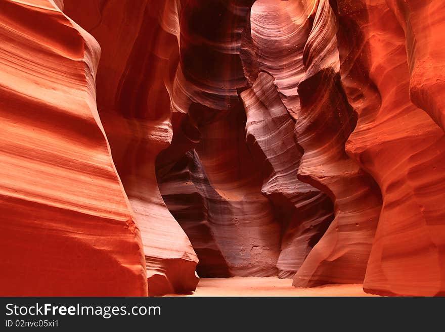 Natural sculpture Antelope canyon Arizona mountain cliff sand colors relief