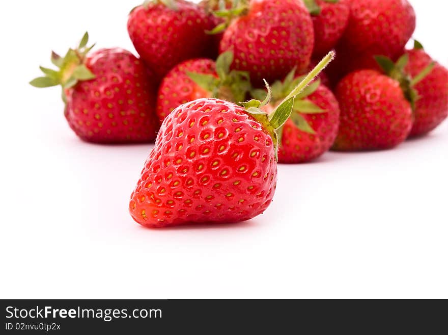 Strawberries isolated on white close-up