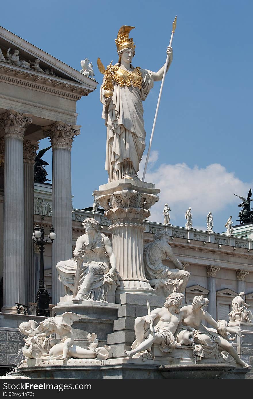 Pallas Athene in front of austrian parliament, historically building in Vienna