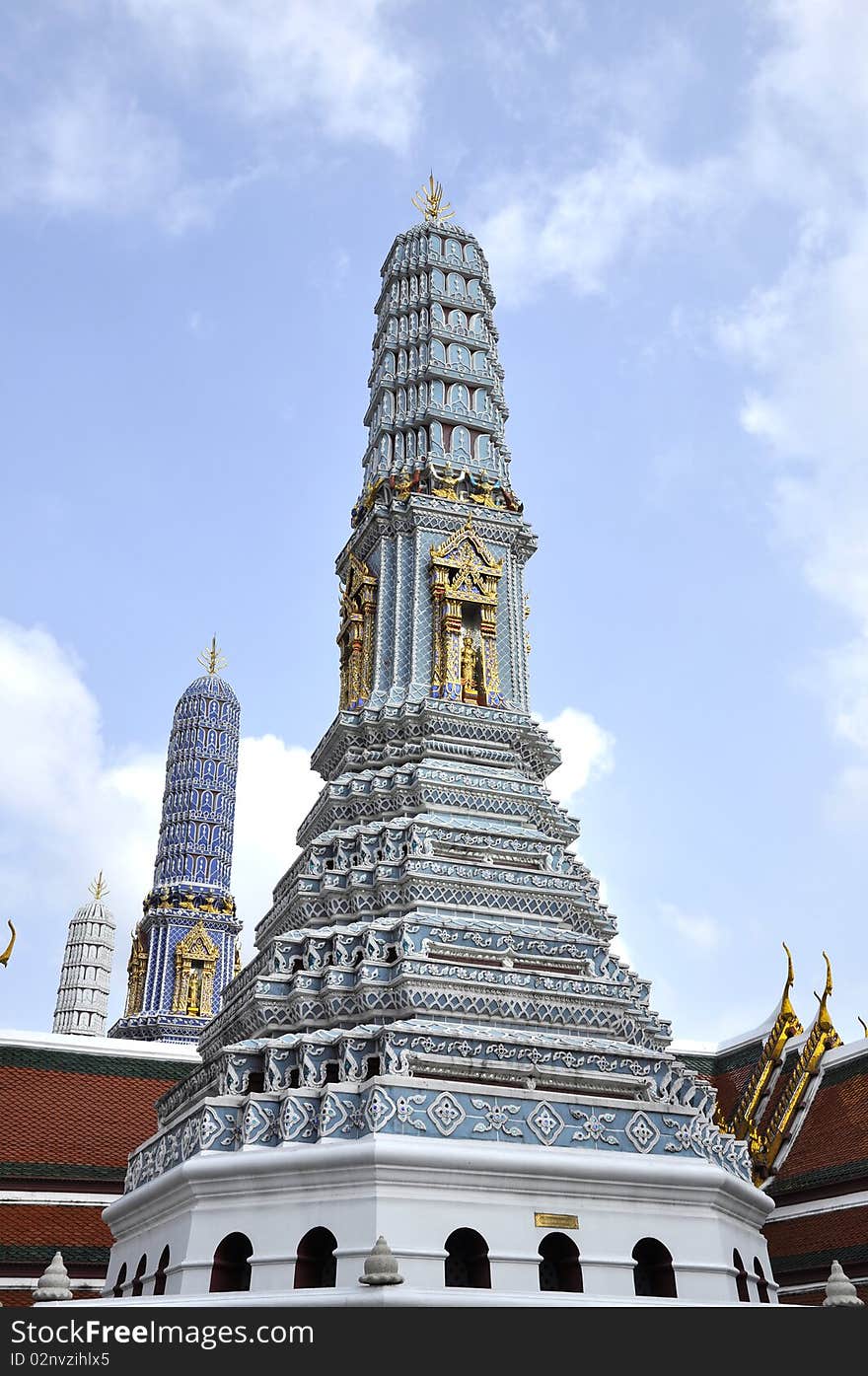 Ancient Blue Mosiac Thailand Pagoda