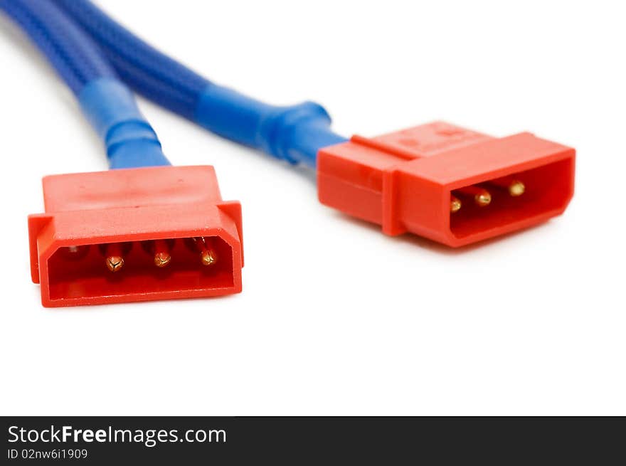 Computer cables isolated over white