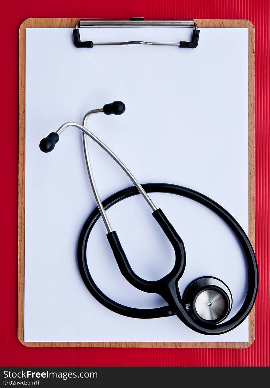 Clipborad with stethoscope