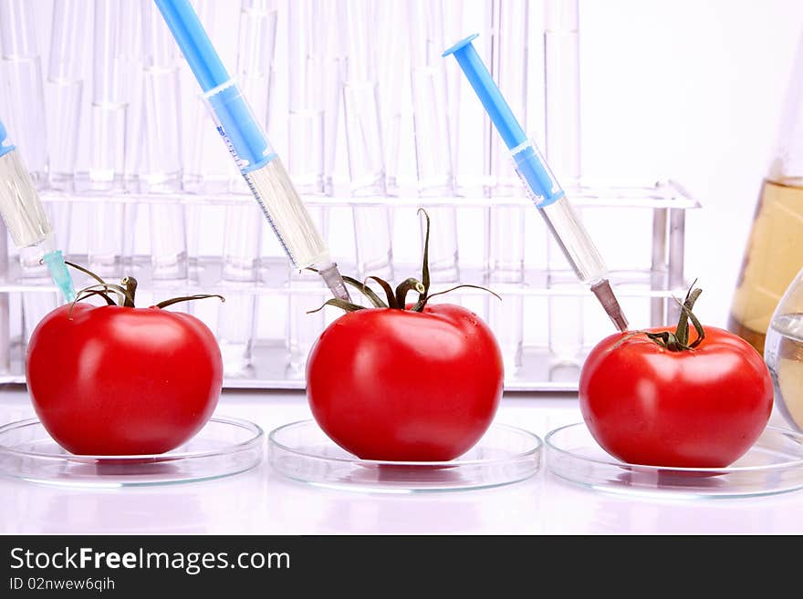 Genetically modified food concept, arranged in studio. Genetically modified food concept, arranged in studio