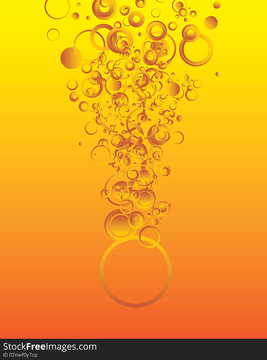 Yellow and orange abstract bubbles floating to the surface