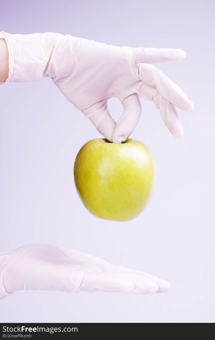 Scientist holding apple