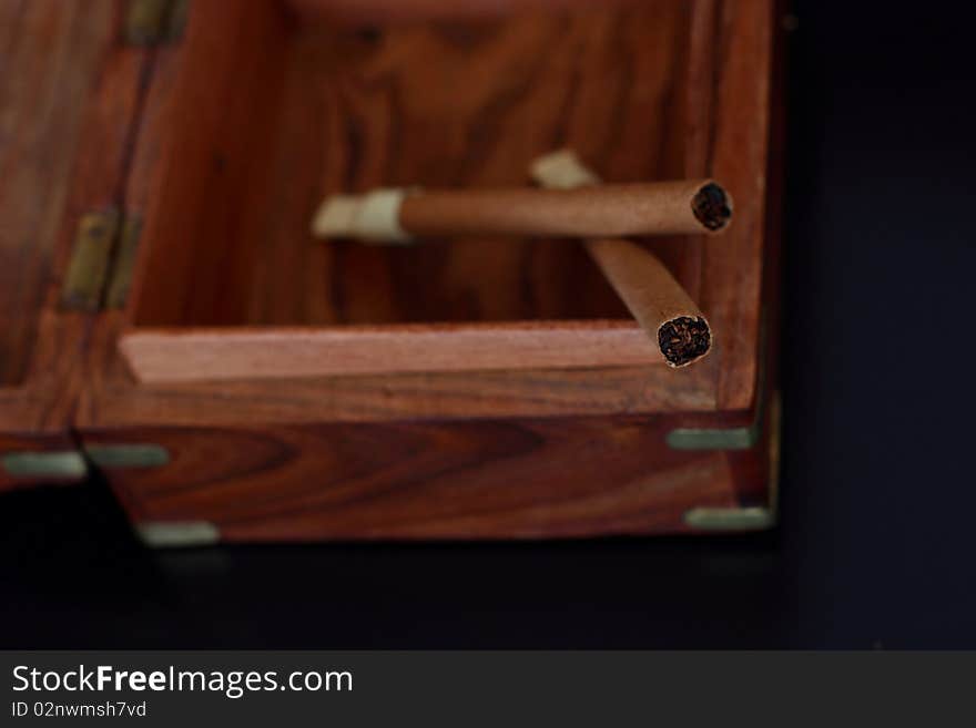 Casket with cigars ( small depth of field focus )