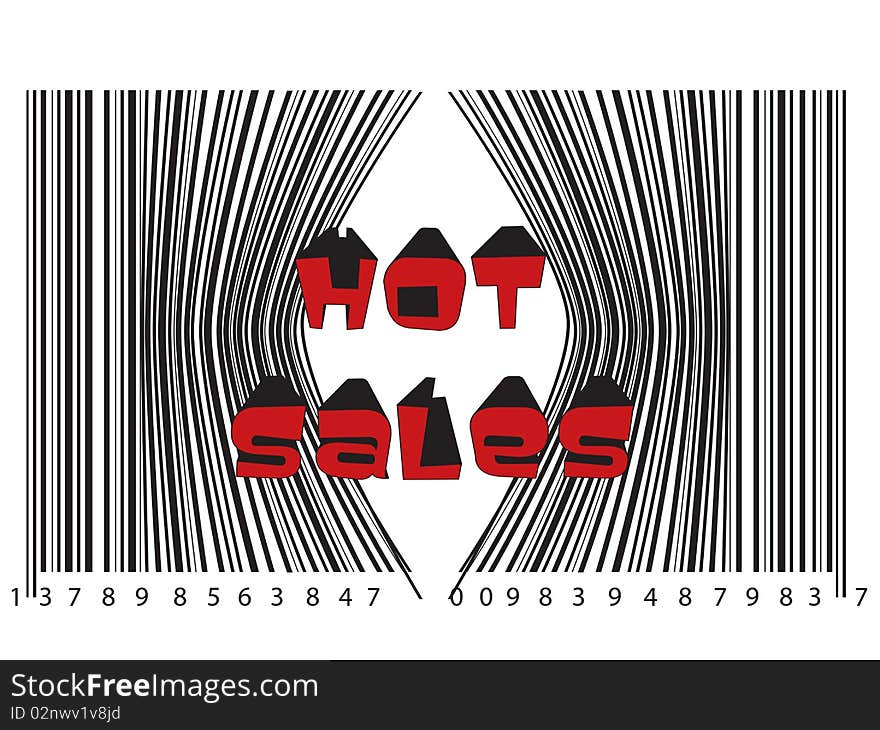 Bent bar codes with red hot sale inscription. Bent bar codes with red hot sale inscription