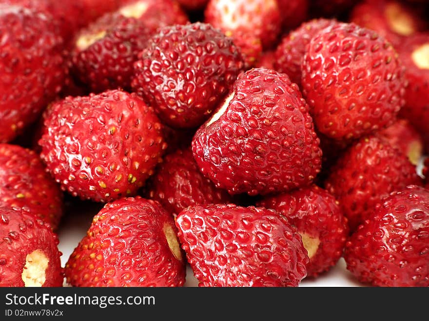 Red wild strawberries made out. Red wild strawberries made out