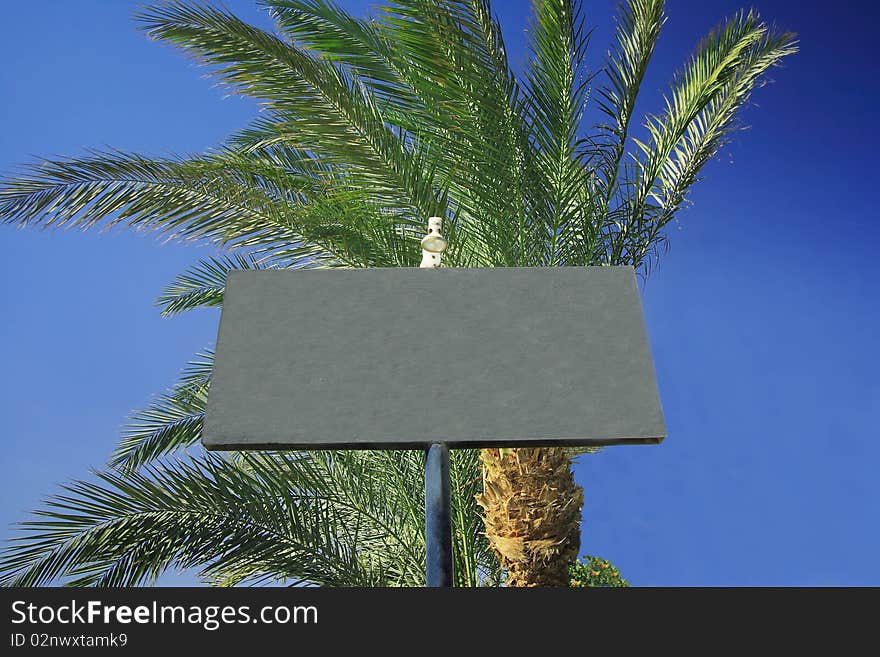 Beach scenery with blank signboard. Beach scenery with blank signboard