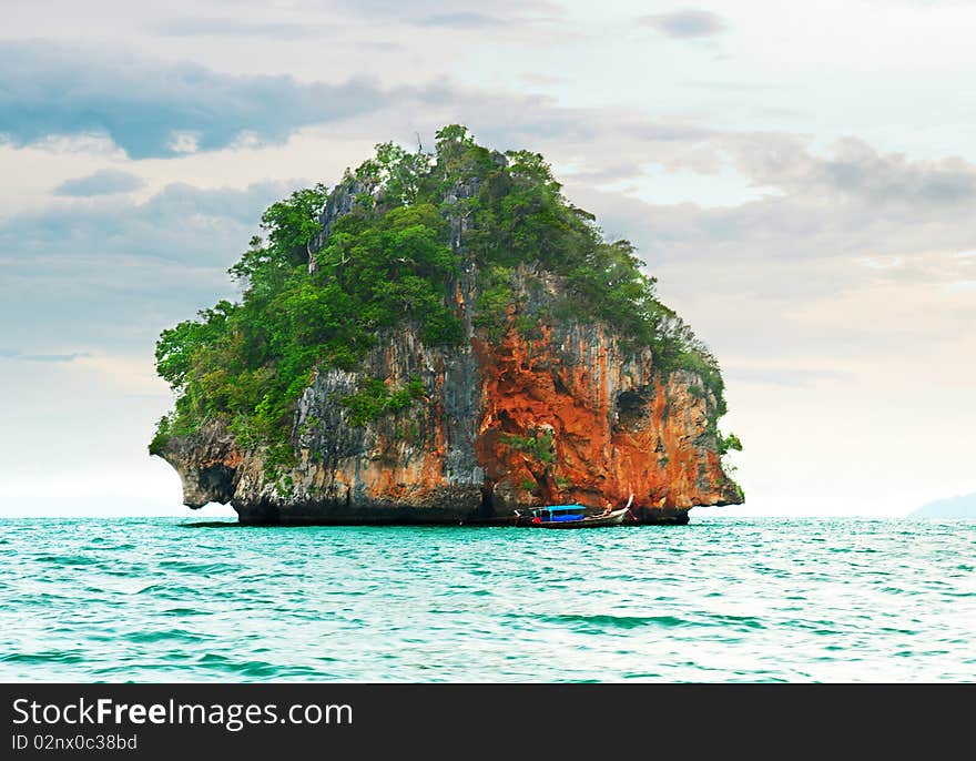 High cliffs on the tropical island