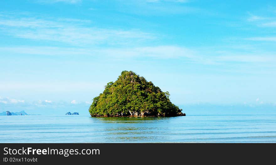 High cliffs on the tropical island. Exotic tropical landscape.