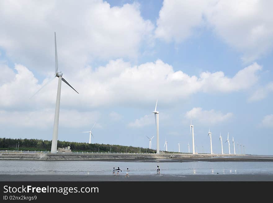 A beautiful landscape at the wind-power station. A beautiful landscape at the wind-power station