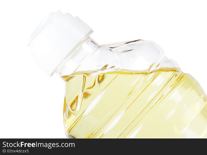 Bottle of the vegetable  oil on white background