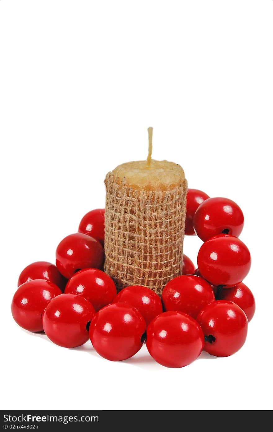 Candle with red beads