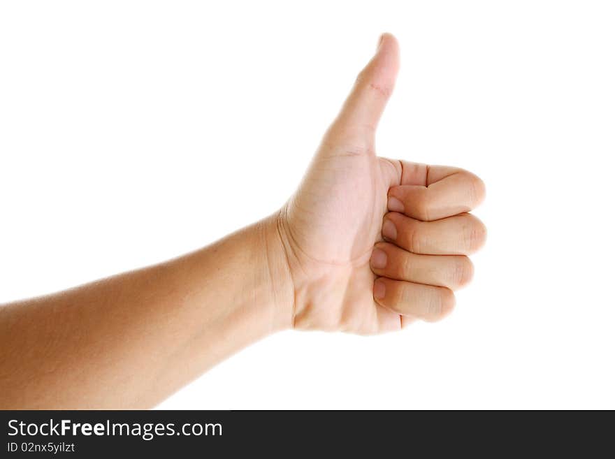 Ok hand sign over white background. Isolated image. Ok hand sign over white background. Isolated image