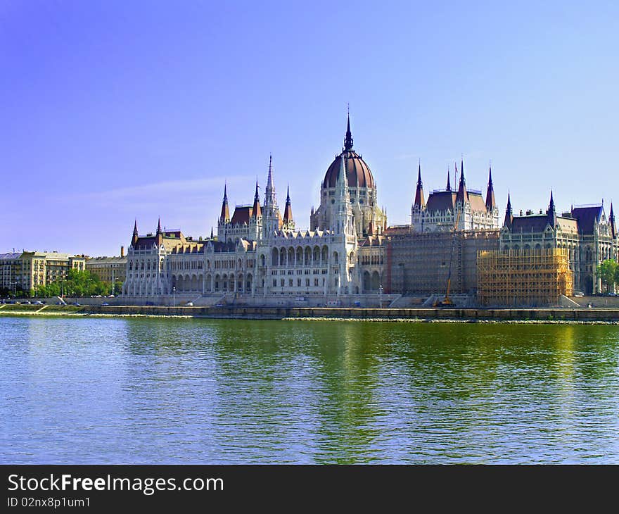 Parliament in Budapest. Hungary. Danube river.