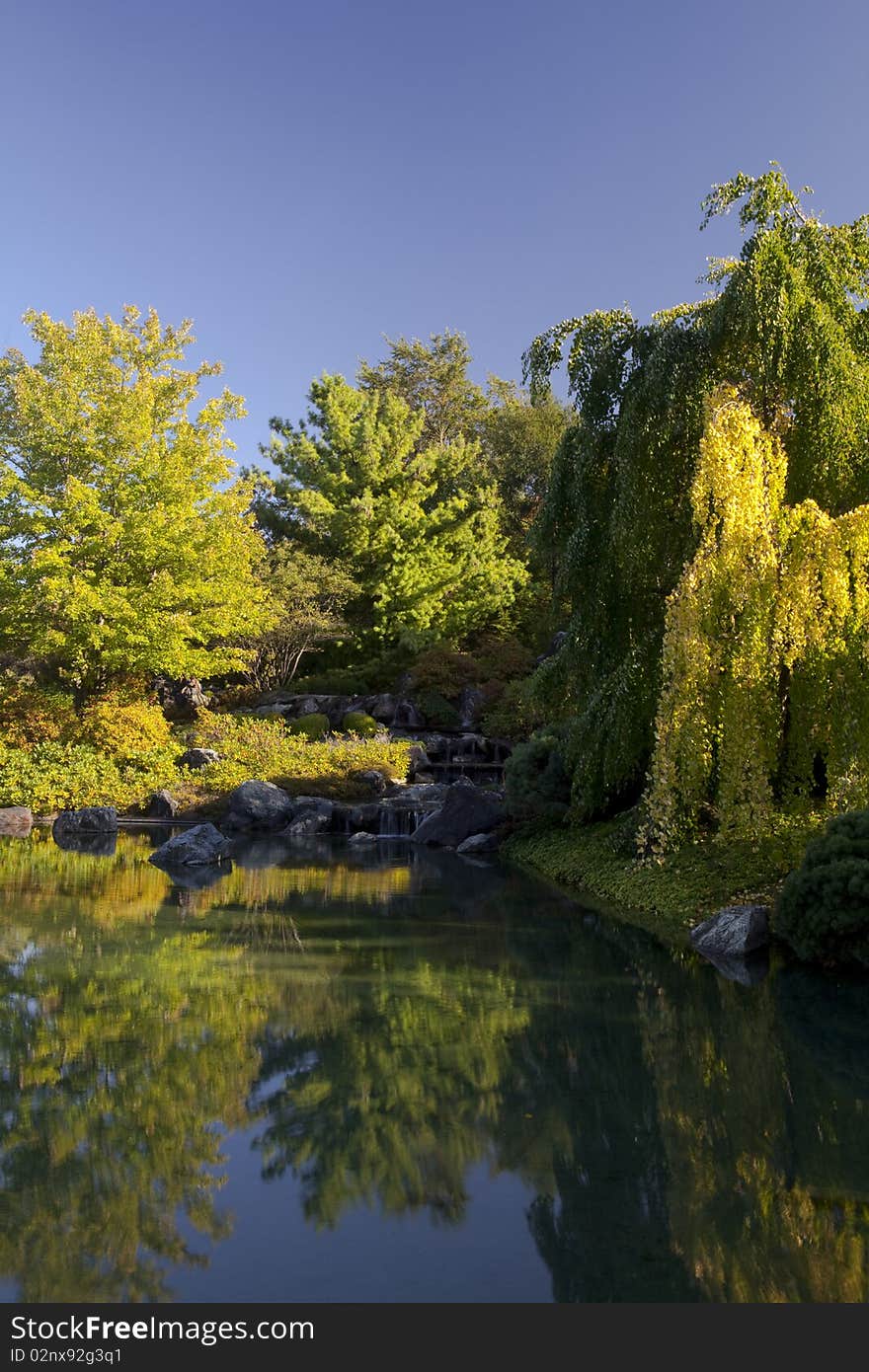 Waterfalls And Lake