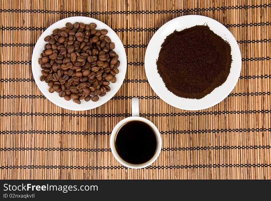 Choice of coffee from beans, ground and beverage. Choice of coffee from beans, ground and beverage