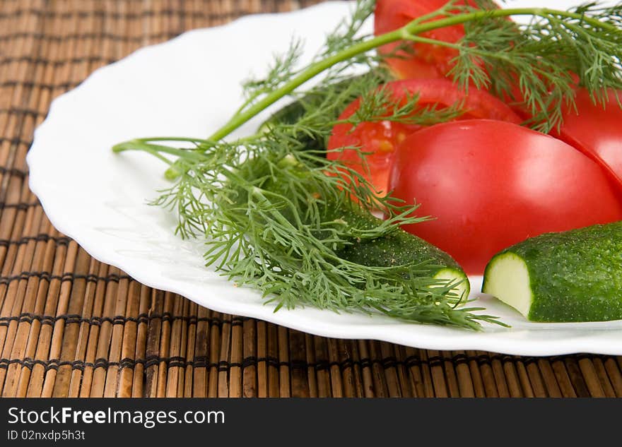 Close-up of plate with vagetables. Close-up of plate with vagetables