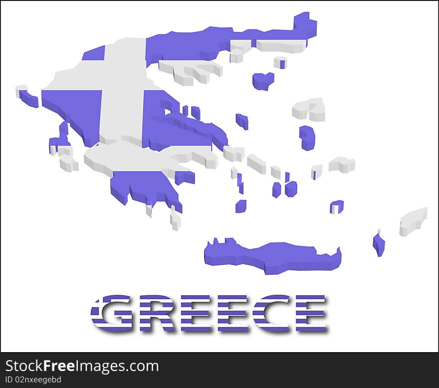 Greece territory with flag texture. Illustration. EPS10