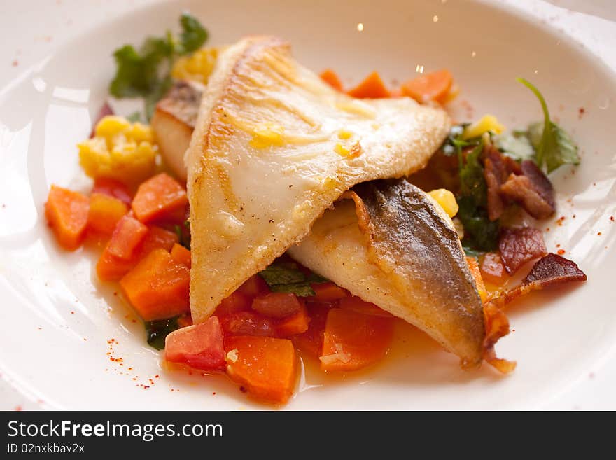 Main course with Fish and vegetable. Main course with Fish and vegetable