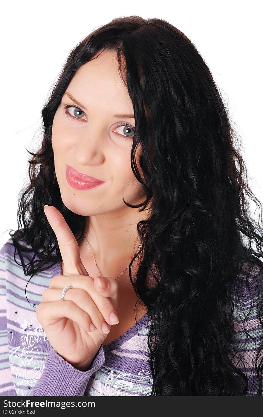 Young Charming Brunette In A Lilac