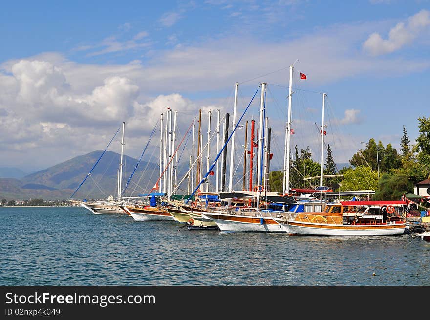 Yachts in port. Turkey.